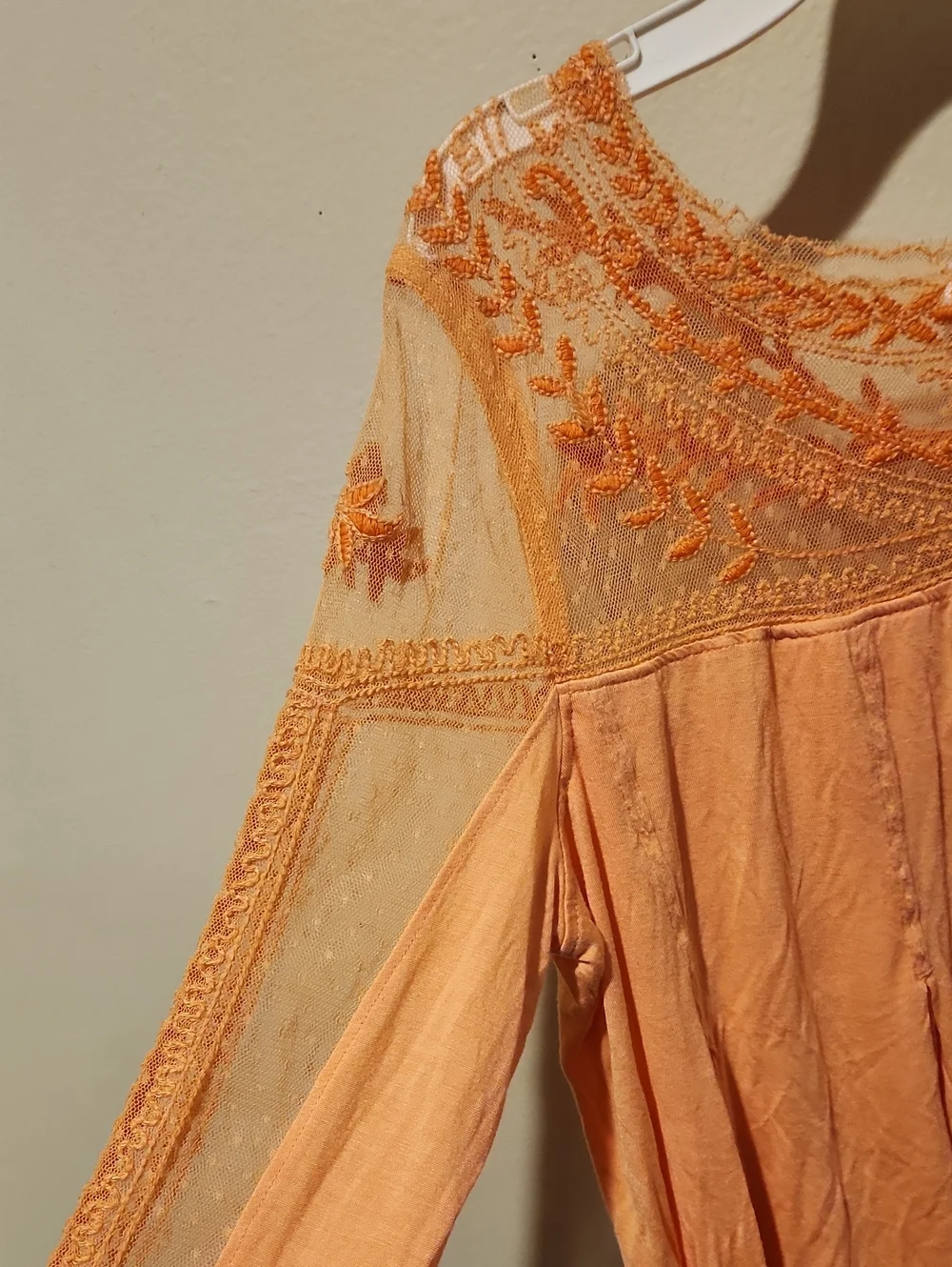 ❤️ FREE PEOPLE JOJO EMBROIDERED LACE MIXED MEDIA BOHO TOP, SMALL